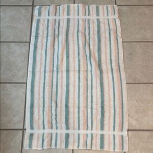 Caress Striped Vintage Towel in White, Peach, and Teal Cotton